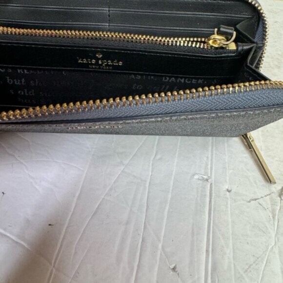Kate Spade Lola Glitter Zippy Leather Large Zip Around Continental Wallet Clutch - Picture 12 of 16